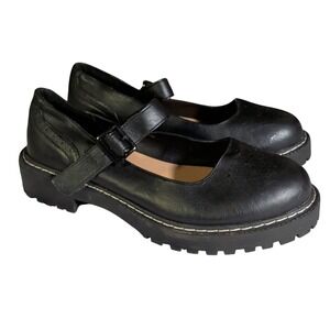 Torrid Mary Jane Shoes Womens Size 11.5WW Chunky Lugged Sole Black Leather Work